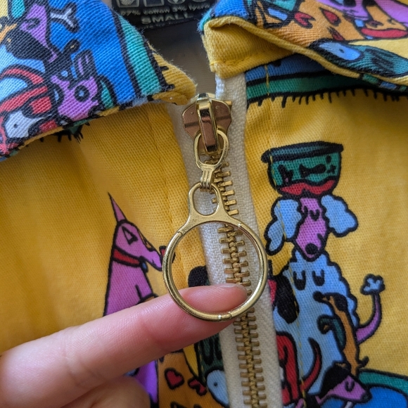 Nooworks Jacket Dog Party Moto Full Zip Small Yellow - Picture 7 of 8